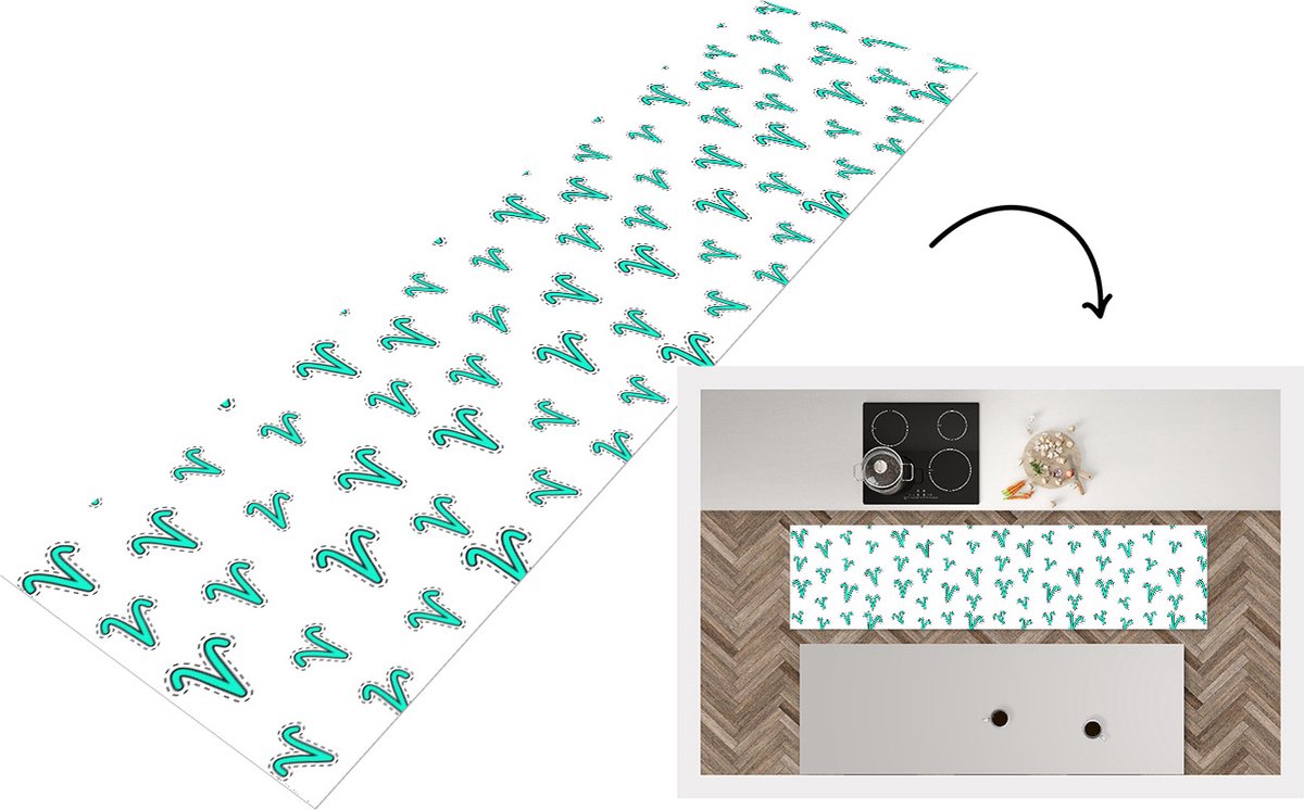KitchenYeah Keukenloper - Loper keuken - Ram - Zodiac - Design - 240x60 cm - Keukenloper vinyl Multicolor