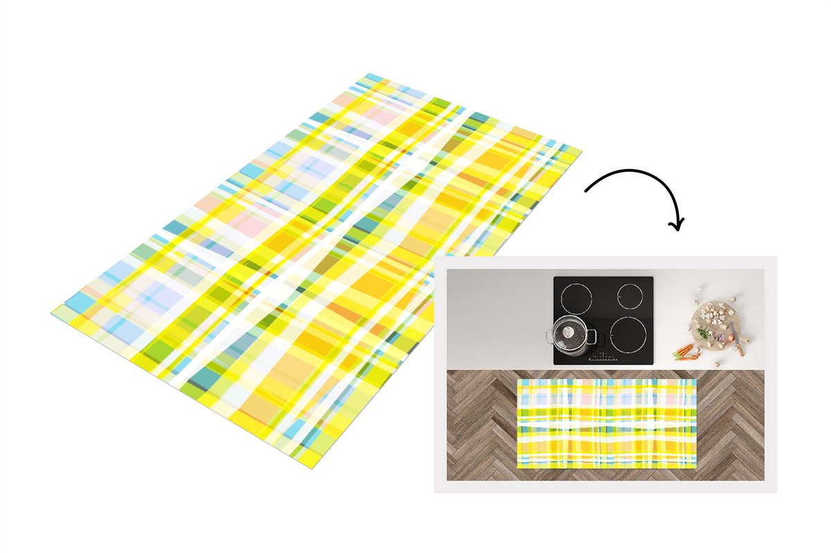 KitchenYeah Keukenloper - Loper keuken - Geel - Patroon - Zomer - Keukenloper vinyl, foto 4