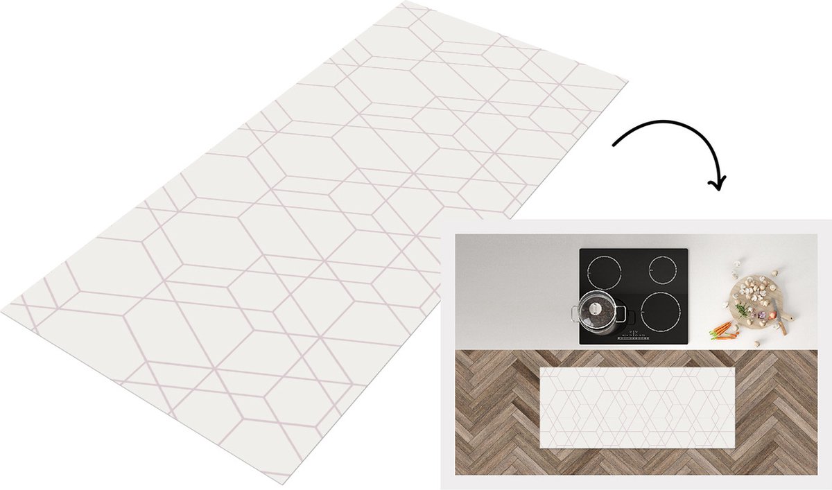 KitchenYeah Keukenloper - Loper keuken - Mozaïek - Design - Geometrie - 120x50 cm - Keukenloper vinyl Multicolor