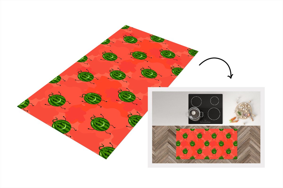 KitchenYeah Keukenloper - Loper keuken - Meloen - Patronen - Kawaii - 120x60 cm - Keukenloper vinyl Multicolor