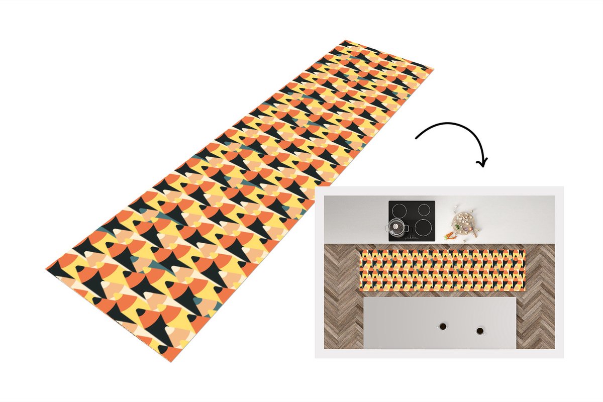 KitchenYeah Keukenloper - Loper keuken - Potlood - Patronen - Pencil - 240x60 cm - Keukenloper vinyl Multicolor