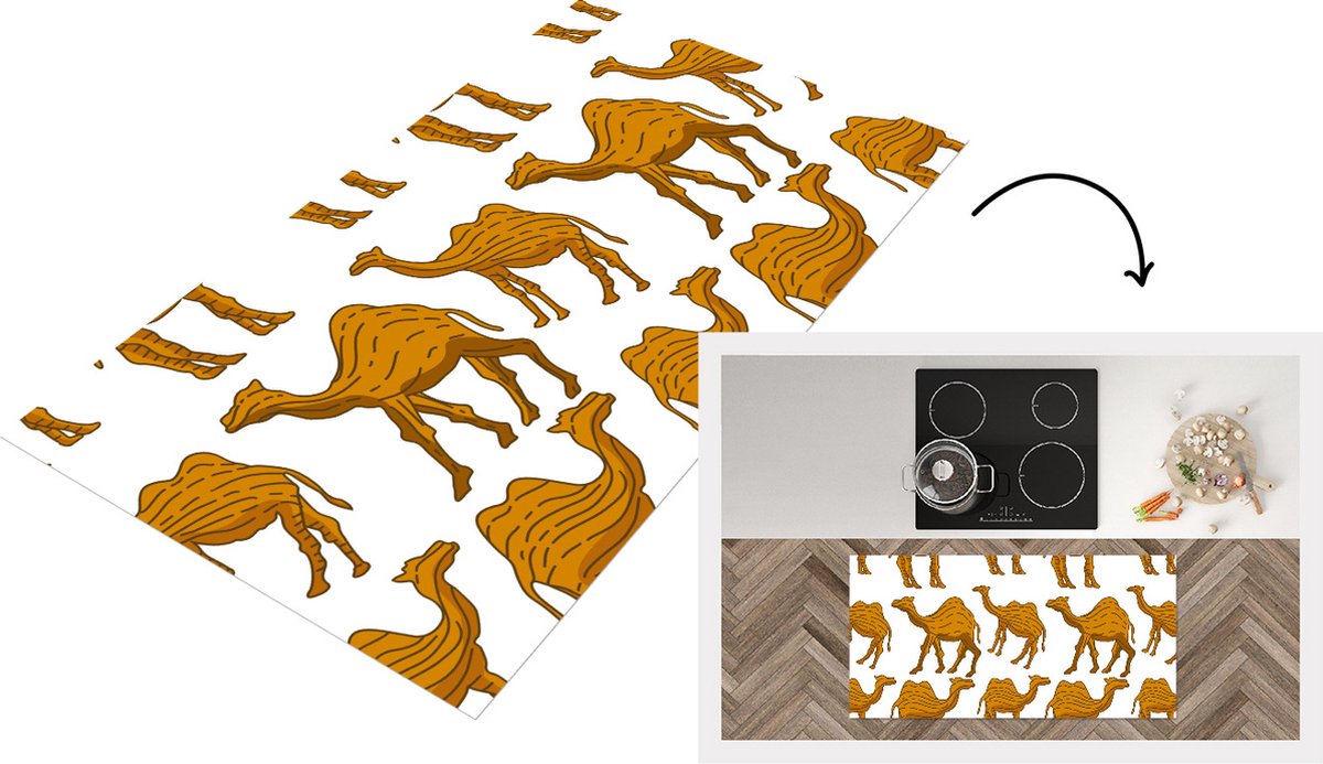 KitchenYeah Keukenloper - Loper keuken - Kameel - Hout - Patronen - Keukenloper vinyl, foto 4