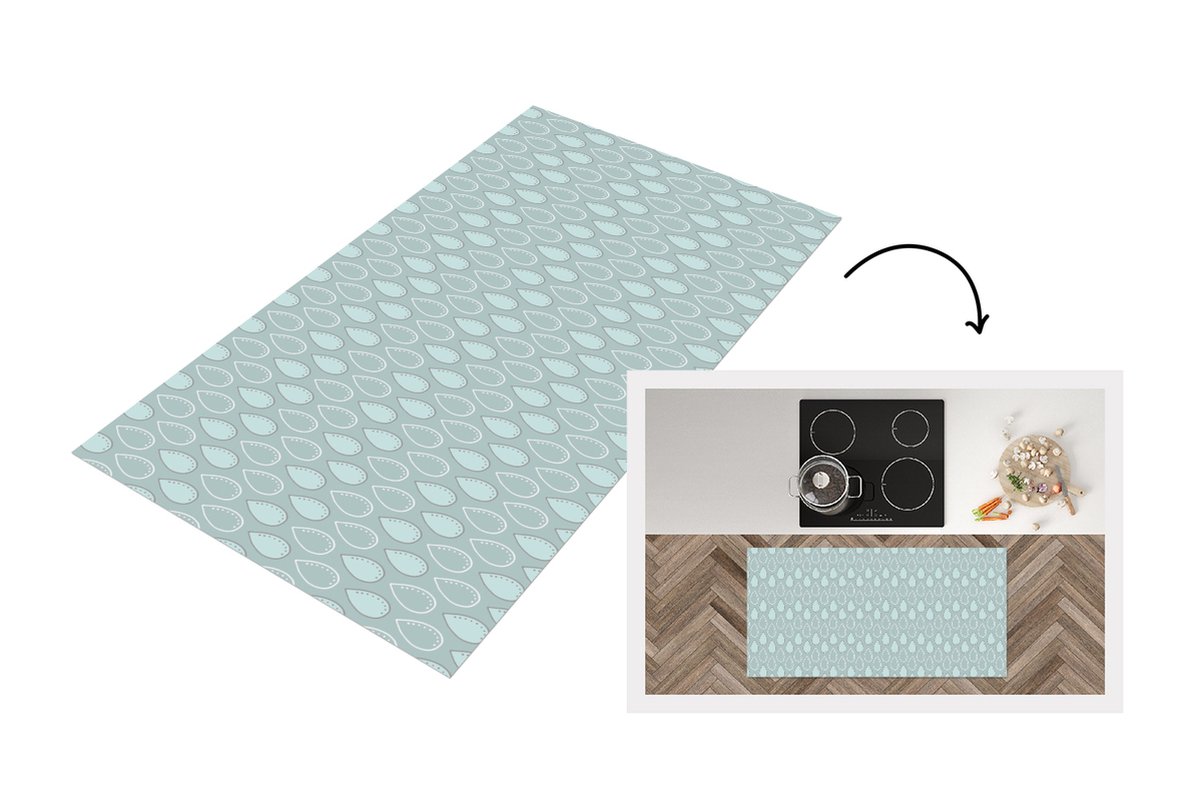 KitchenYeah Keukenloper - Loper keuken - Patronen - Zee - Druppel - 120x60 cm - Keukenloper vinyl Multicolor
