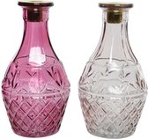 Decoris Kandelaar glas Ø10-H18.5cm roze (1 stuk) assorti
