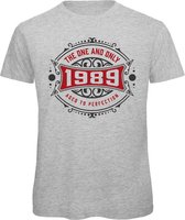 1989 The One And Only | Feest Kado T-Shirt Heren - Dames | Antraciet - Donker Rood | Perfect Verjaardag Cadeau Shirt | Grappige Spreuken - Zinnen - Teksten | Maat XXL