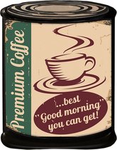 Clayre & Eef Wanddecoratie 20*1*26 cm Beige, Groen Ijzer Premium Coffee …best good morning you can get! Muurdecoratie Wandversiering Tekstbord
