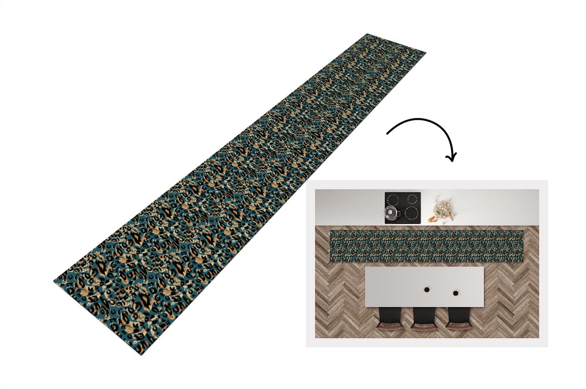 KitchenYeah Keukenloper - Loper keuken - Panter - Luxe - Patronen - 300x50 cm - Keukenloper vinyl Multicolor