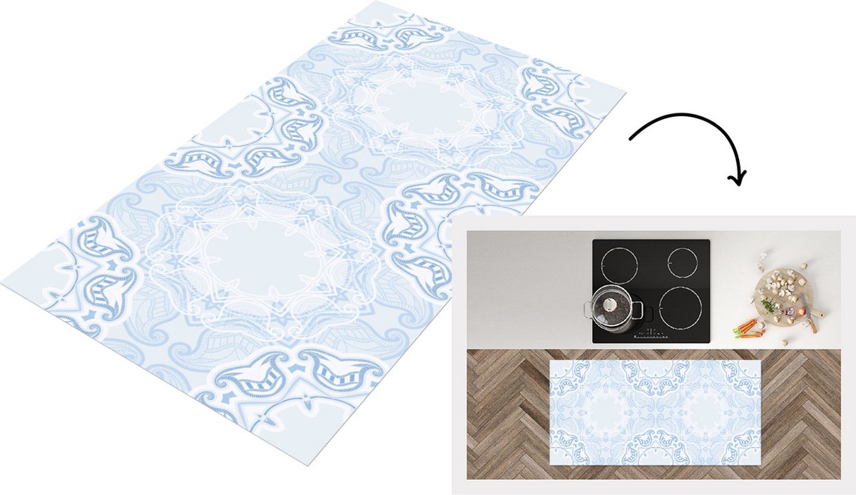 KitchenYeah Keukenloper - Loper keuken - Winter - Sneeuw - Abstract - Luxe - 120x60 cm - Keukenloper vinyl Multicolor