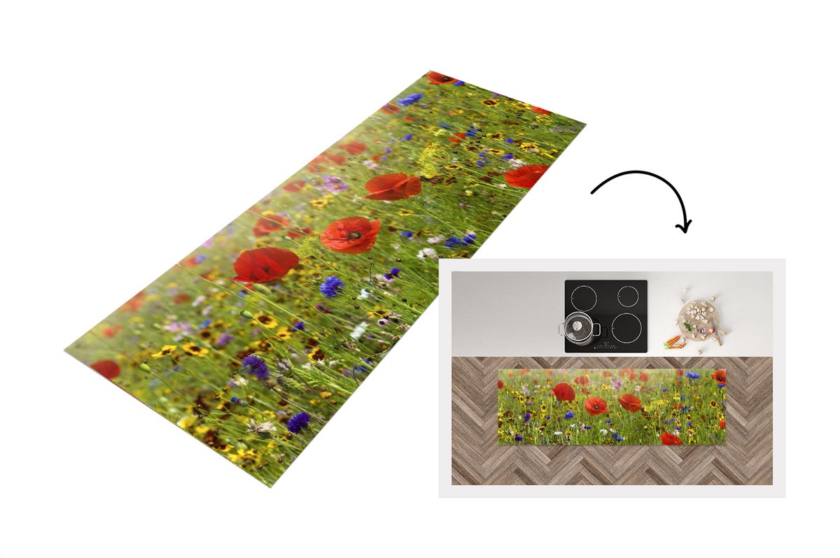 KitchenYeah Keukenloper - Loper keuken - Lente - Bloemen - Kleur - Keukenloper vinyl multicolor, foto 4
