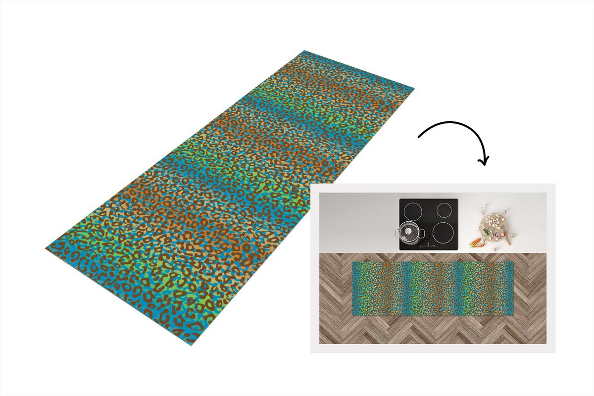 KitchenYeah Keukenloper - Loper keuken - Patroon - Panter - Abstract - 150x50 cm - Keukenloper vinyl Multicolor