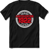 1922 Limited Edition | Feest Kado T-Shirt Heren - Dames | Wit - Rood | Perfect Verjaardag Cadeau Shirt | Grappige Spreuken - Zinnen - Teksten | Maat XXL