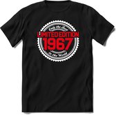 1967 Limited Edition | Feest Kado T-Shirt Heren - Dames | Wit - Rood | Perfect Verjaardag Cadeau Shirt | Grappige Spreuken - Zinnen - Teksten | Maat M