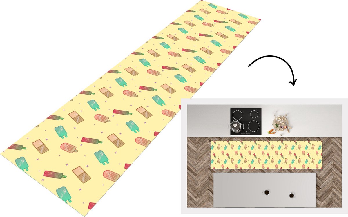 KitchenYeah Keukenloper - Loper keuken - Patronen - IJs - Zomer - Sterren - 240x60 cm - Keukenloper vinyl Multicolor