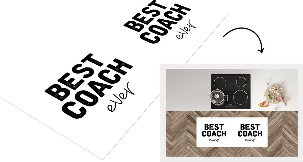 KitchenYeah Keukenloper - Loper keuken - Quotes - Best coach ever - Trainer - 120x50 cm - Keukenloper vinyl Multicolor