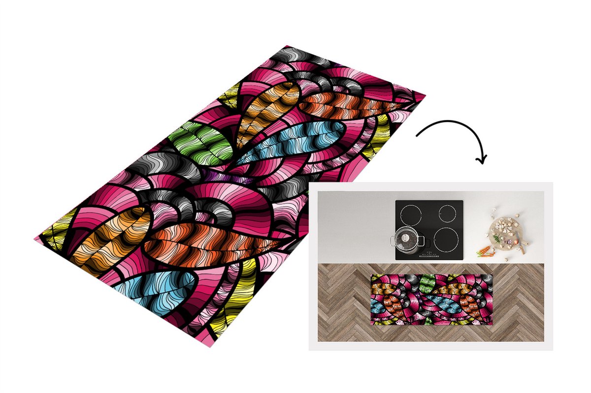 KitchenYeah Keukenloper - Loper keuken - Patronen - Plant - Abstract - Jungle - 120x50 cm - Keukenloper vinyl Multicolor
