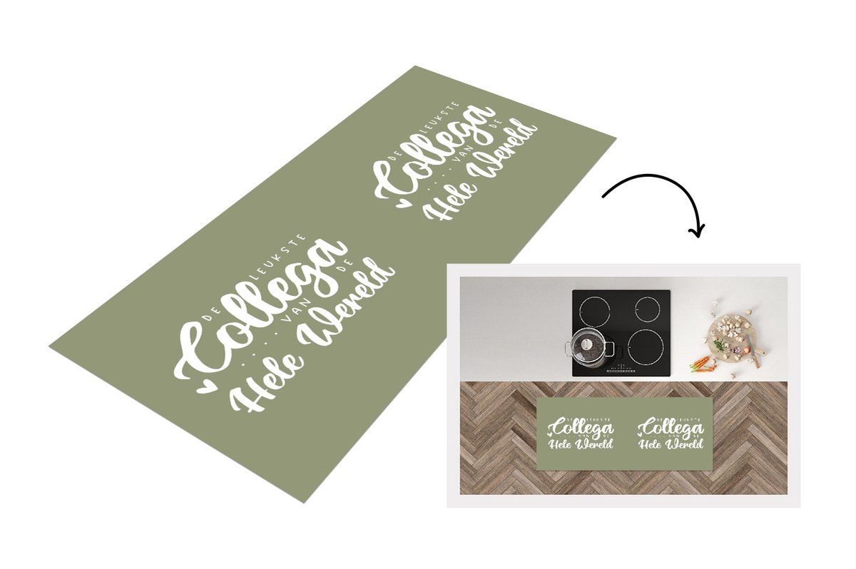 KitchenYeah Keukenloper - Loper keuken - Quotes - Collega kado - Werk - 120x50 cm - Keukenloper vinyl Multicolor