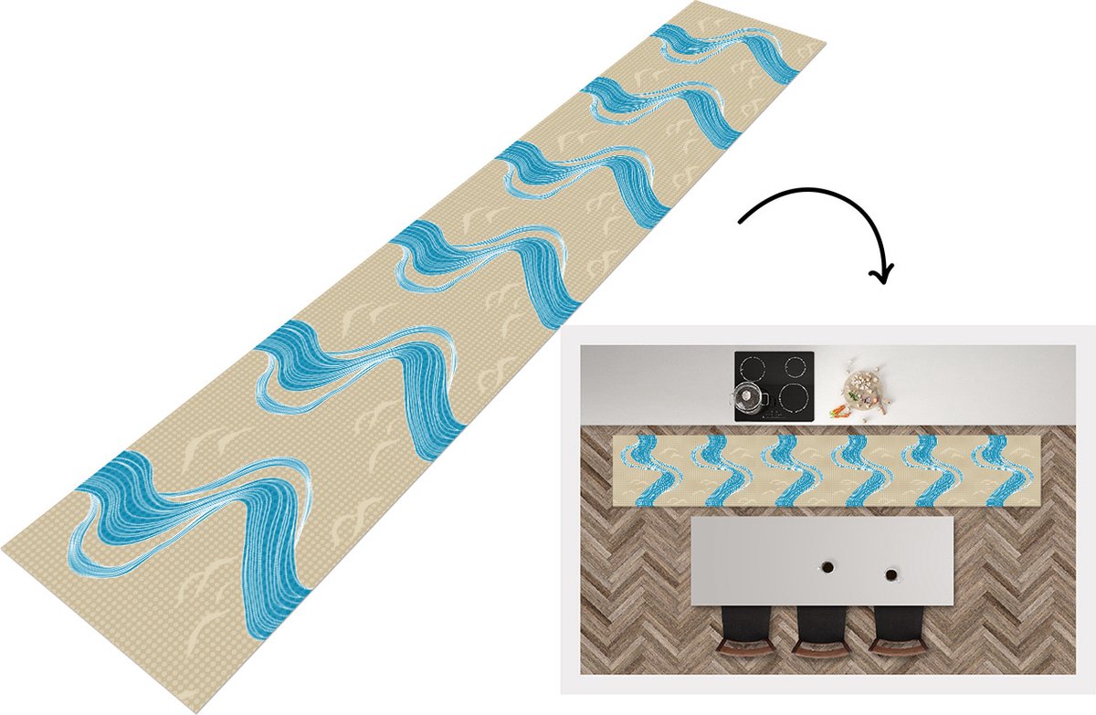 KitchenYeah Keukenloper - Loper keuken - Patroon - Berg - Rivier - Keukenloper vinyl multicolor, foto 3