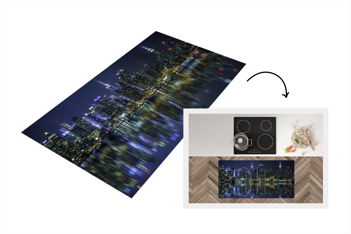 KitchenYeah Keukenloper - Loper keuken - New York - Skyline - Amerika - 120x60 cm - Keukenloper vinyl Multicolor