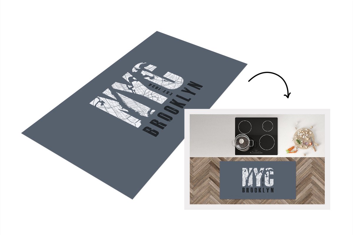 KitchenYeah Keukenloper - Loper keuken - New York - Brooklyn - NYC - 120x60 cm - Keukenloper vinyl Multicolor