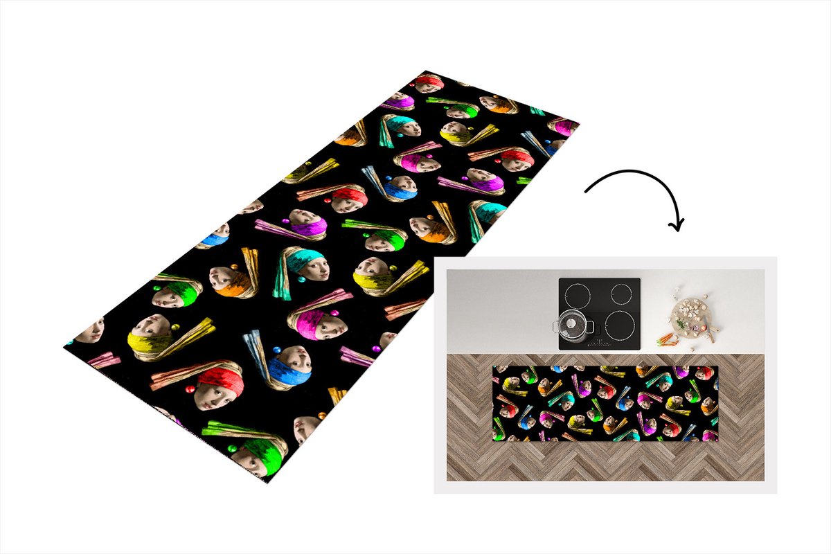 Keukenloper - Loper keuken - Patronen - Meisje met de parel - Oude Meesters - 180x60 cm -