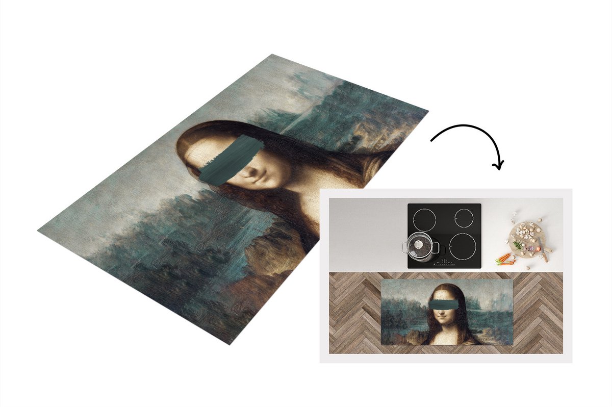 KitchenYeah Keukenloper - Loper keuken - Mona Lisa - Da Vinci - Verf - 120x60 cm - Keukenloper vinyl Multicolor