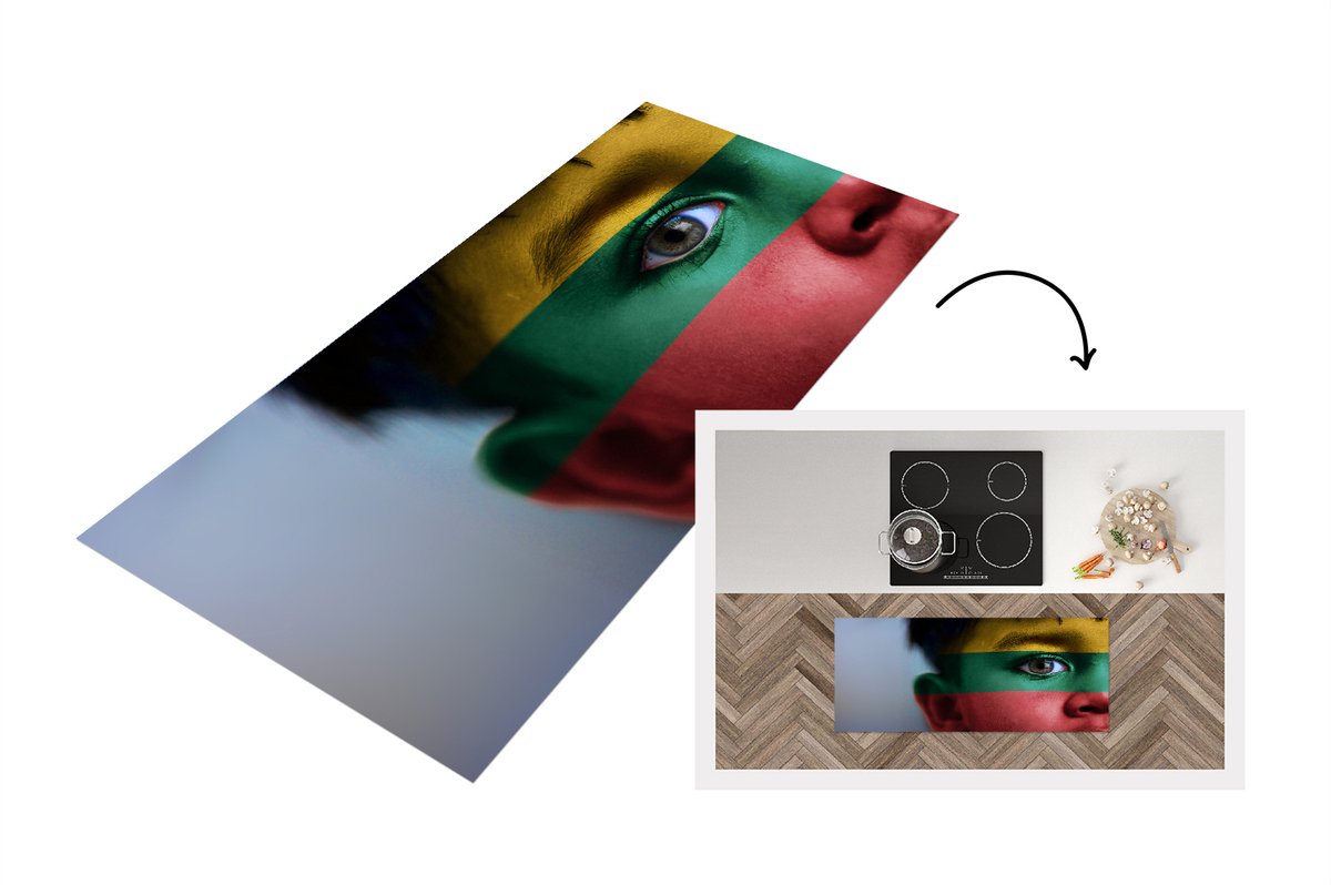 KitchenYeah Keukenloper - Loper keuken - Vlag van Litouwen - 120x50 cm - Keukenloper vinyl Multicolor