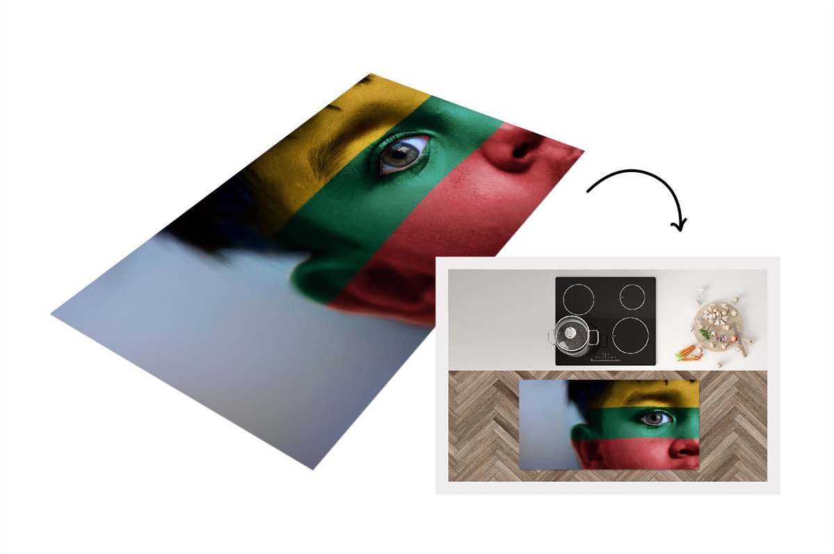 KitchenYeah Keukenloper - Loper keuken - Vlag van Litouwen - 120x60 cm - Keukenloper vinyl Multicolor
