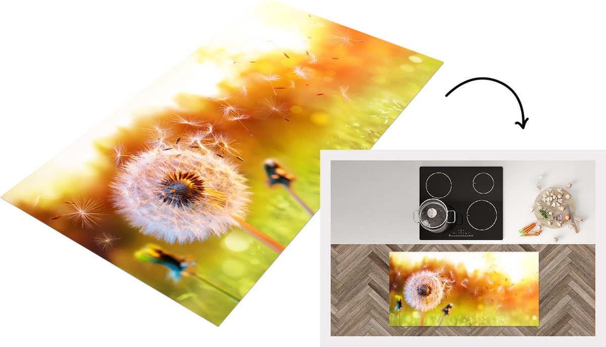KitchenYeah Keukenloper - Loper keuken - Paardenbloem - Zaden - Lente - Keukenloper vinyl Multicolor