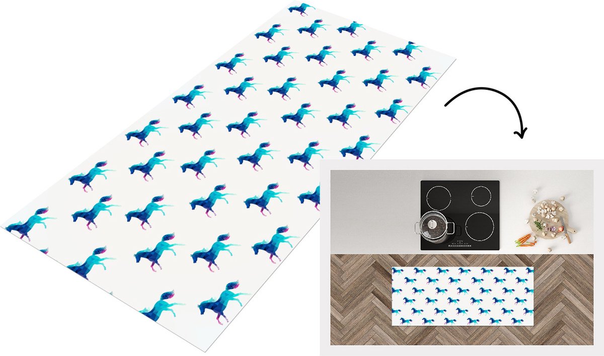 Keukenloper - Loper keuken - Meisjes - Paarden - Kristallen - Patronen - 120x50 cm - Keuke