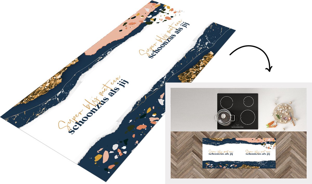 KitchenYeah Keukenloper - Loper keuken - Familie - Zus - Quotes - Design - Luxe - 120x50 cm - Keukenloper vinyl Multicolor