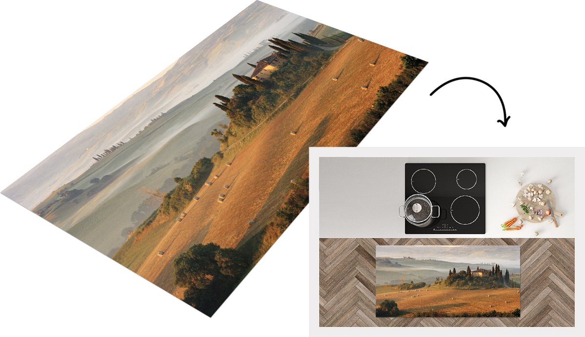 KitchenYeah Keukenloper - Loper keuken - Toscane - Landschap - Italië - 120x60 cm - Keukenloper vinyl Multicolor