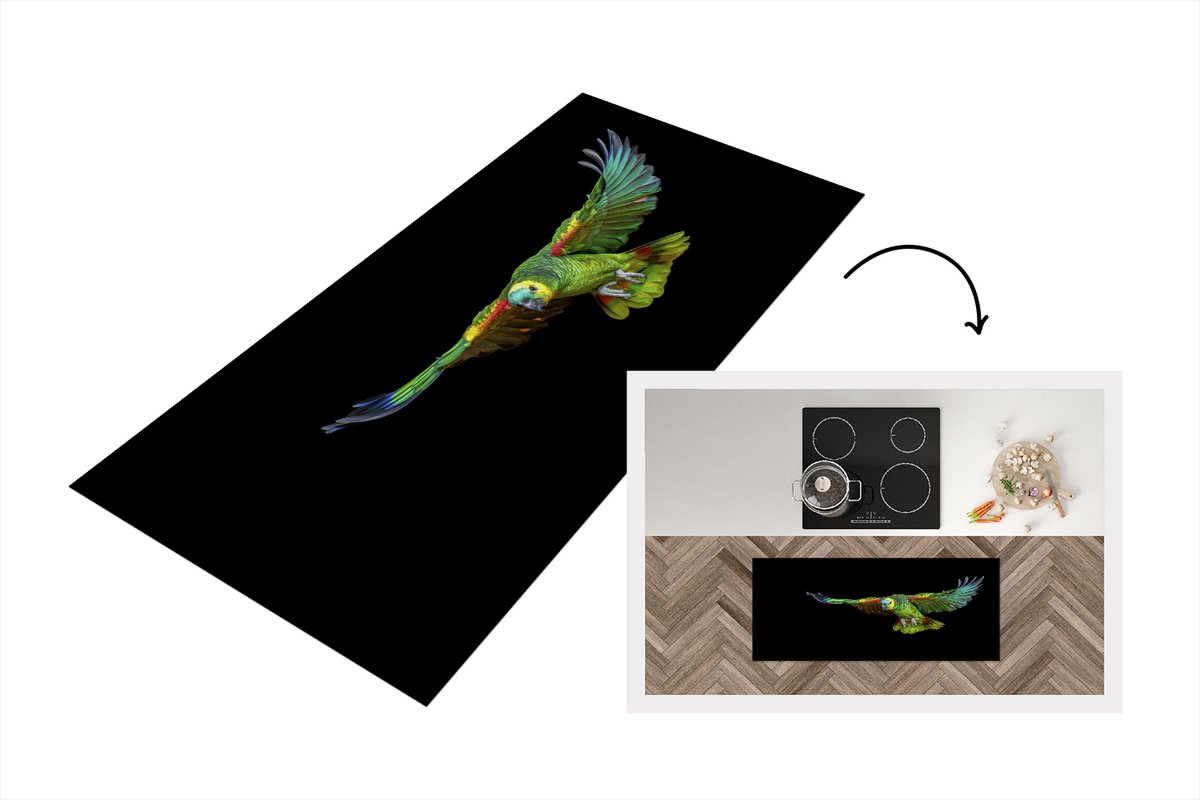 KitchenYeah Keukenloper - Loper keuken - Papegaai - Vogel - Veren - 120x50 cm - Keukenloper vinyl Multicolor