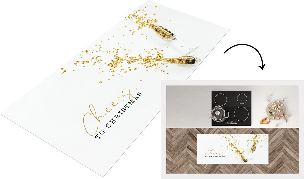 KitchenYeah Keukenloper - Loper keuken - Winter - Goud - Quote - 120x50 cm - Keukenloper vinyl Multicolor
