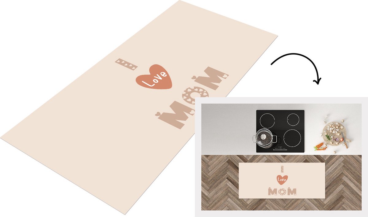 KitchenYeah Keukenloper - Loper keuken - Spreuken - I love mom - Mama - Quotes - 120x50 cm - Keukenloper vinyl Multicolor