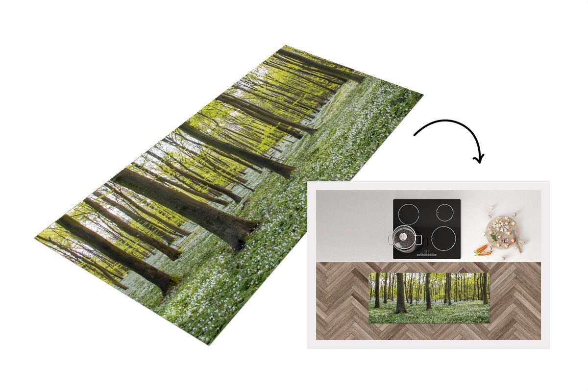 KitchenYeah Keukenloper - Loper keuken - Bomen - Bloemen - Lente - 120x50 cm - Keukenloper vinyl Multicolor