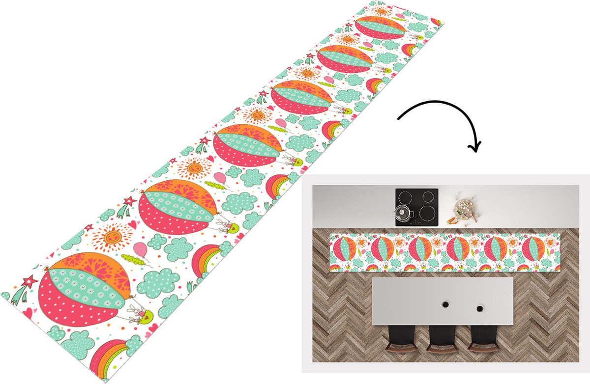 KitchenYeah Keukenloper - Loper keuken - Konijn - Patroon - Baby - 300x50 cm - Keukenloper vinyl Multicolor