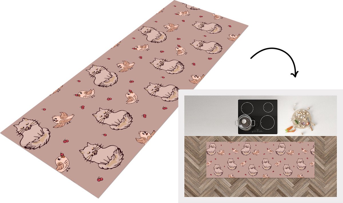 KitchenYeah Keukenloper - Loper keuken - Dieren - Kinderen - Patronen - Keukenloper vinyl multicolor, foto 6