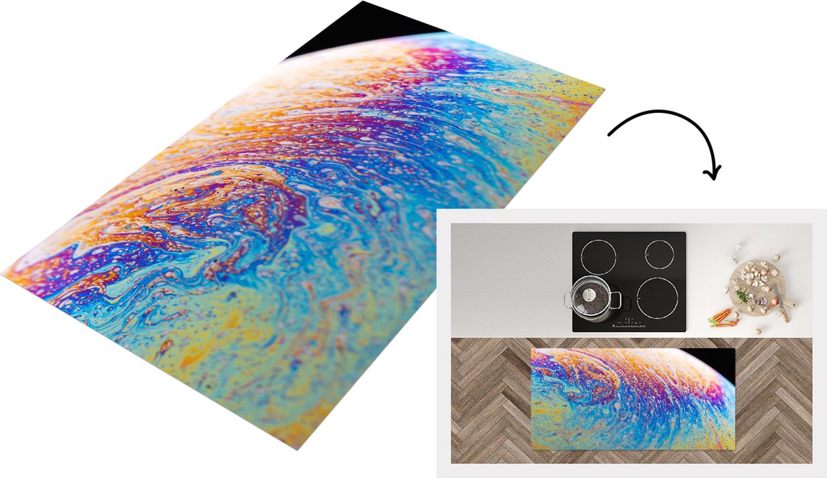 KitchenYeah Keukenloper - Loper keuken - Bel met kleuren van een regenboog - Keukenloper vinyl multicolor, foto 2