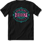 2007 The One And Only | Feest Kado T-Shirt Heren - Dames | Cobalt - Licht Roze | Perfect Verjaardag Cadeau Shirt | Grappige Spreuken - Zinnen - Teksten | Maat 3XL