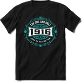1916 The One And Only | Feest Kado T-Shirt Heren - Dames | Cobalt - Wit | Perfect Verjaardag Cadeau Shirt | Grappige Spreuken - Zinnen - Teksten | Maat M