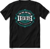 1992 The One And Only | Feest Kado T-Shirt Heren - Dames | Cobalt - Wit | Perfect Verjaardag Cadeau Shirt | Grappige Spreuken - Zinnen - Teksten | Maat XXL
