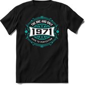 1971 The One And Only | Feest Kado T-Shirt Heren - Dames | Cobalt - Wit | Perfect Verjaardag Cadeau Shirt | Grappige Spreuken - Zinnen - Teksten | Maat M