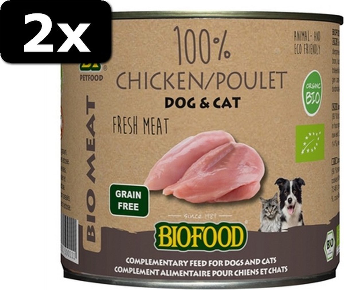 2x BIOFOOD ORGANIC 100% KIP 12X200GR
