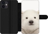 Bookcase Geschikt voor iPhone 12 Mini telefoonhoesje - IJsbeer - Dieren - Wit - Kinderen - Jongens - Meisjes - Met vakjes - Wallet case met magneetsluiting