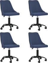 vidaXL Eetkamerstoelen draaibaar 4 st stof blauw