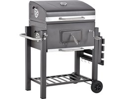 Outsunny Grillwagen houtskoolgrill houtskoolgrill BBQ-grill staande grill tuingrill roestvrij staal 846-013
