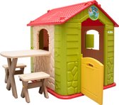 Kinderspeelhuis met Tafel - Tuin Kinderhuisje van Kunststof - Kinder Speelhuis Binnen en Buiten