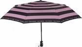 paraplu Mini strepen 98 cm microfiber roze/zwart