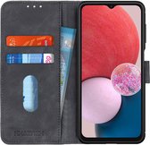 KHAZNEH Samsung Galaxy A13 4G Hoesje Retro Wallet Book Case Zwart