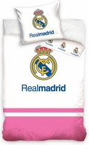 Dekbedovertrek Real Madrid logo roze/wit100 x 135 cm
